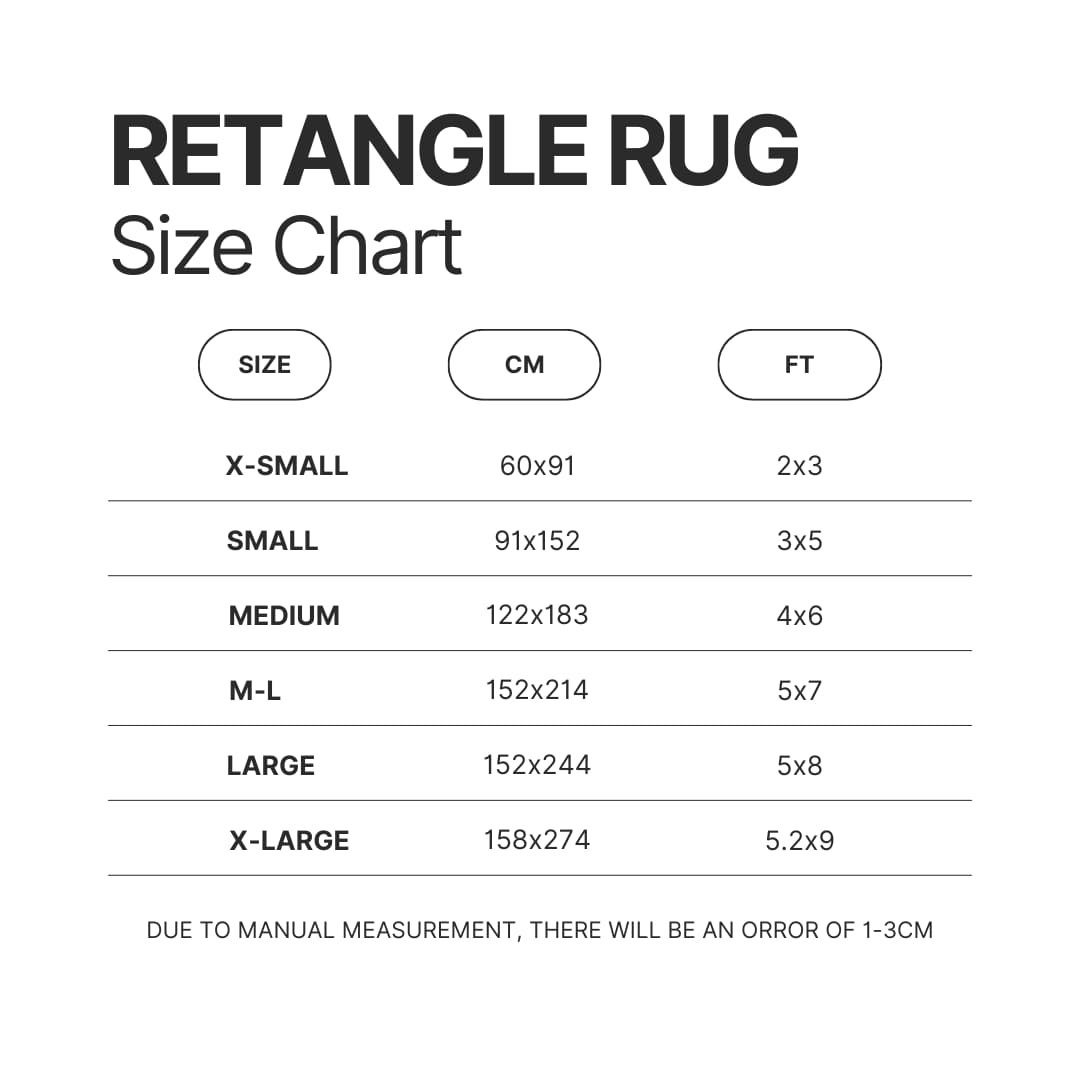 Retangle Rug Size Chart - Hollow Knight Store