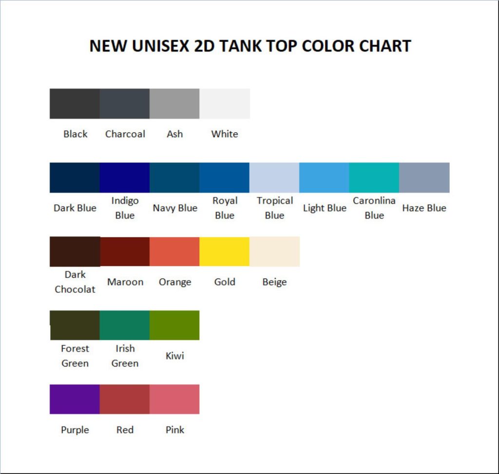 tank top color chart - Hollow Knight Store